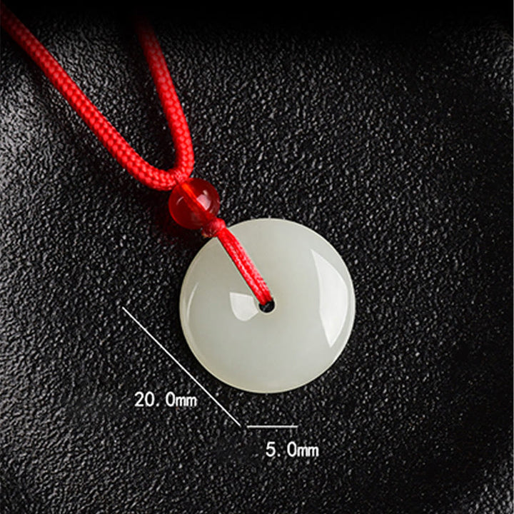 Buddha Stones Collier pendentif Jade Peace Buckle Abundance en corde rouge - image 7