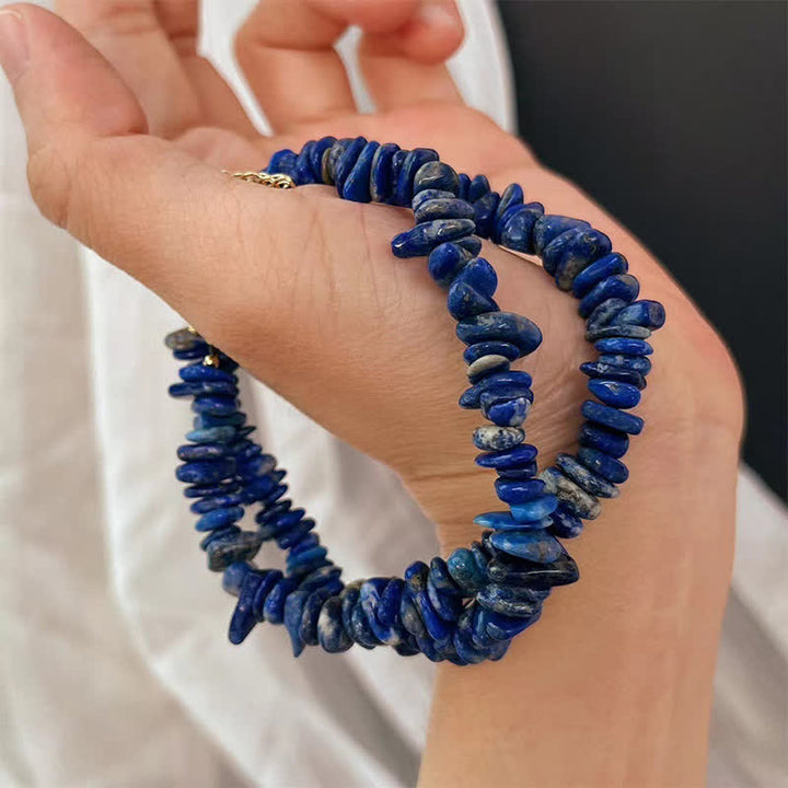 Buddha Stones Bracelet en lapis-lazuli naturel au design irrégulier, orné de pierres positives - image 8