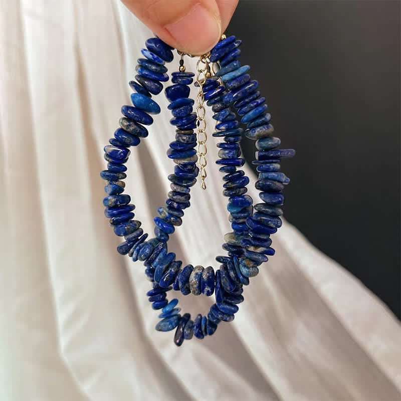 Buddha Stones Bracelet en lapis-lazuli naturel au design irrégulier, orné de pierres positives - image 7