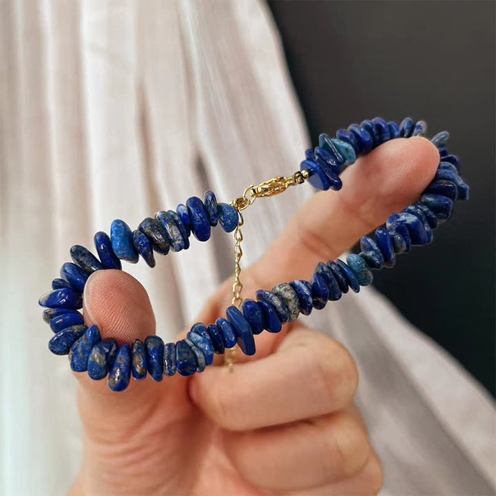 Buddha Stones Bracelet en lapis-lazuli naturel au design irrégulier, orné de pierres positives - image 4