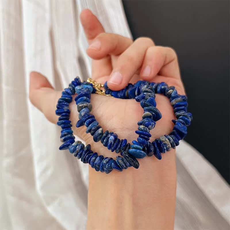 Buddha Stones Bracelet en lapis-lazuli naturel au design irrégulier, orné de pierres positives - image 6