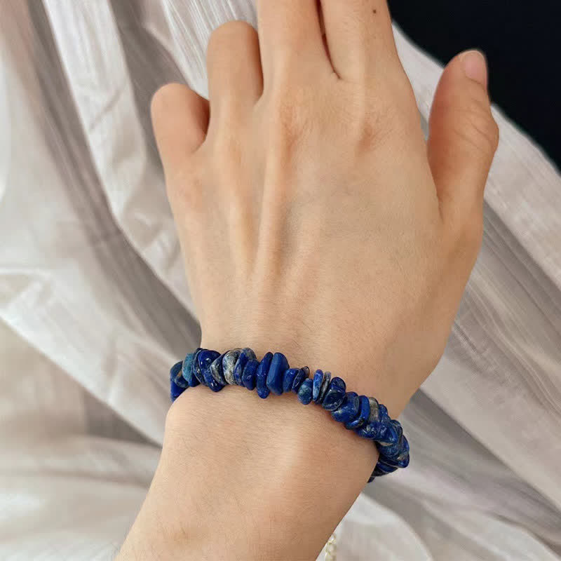 Buddha Stones Bracelet en lapis-lazuli naturel au design irrégulier, orné de pierres positives - image 9