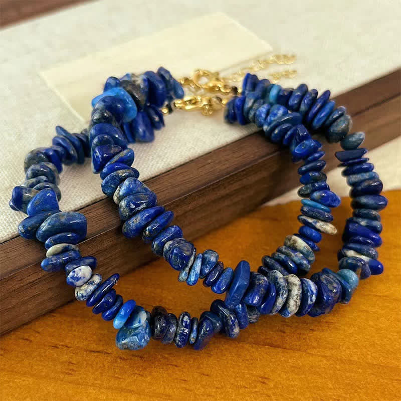 Buddha Stones Bracelet en lapis-lazuli naturel au design irrégulier, orné de pierres positives - image 2