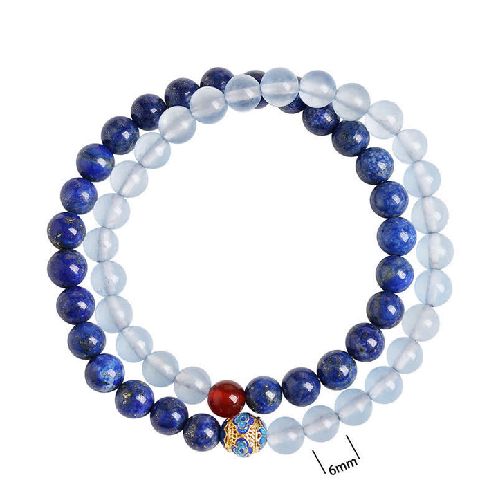 Buddha Stones Bracelet équilibre à double tour en lapis-lazuli, aigue-marine et agate rouge - image 10