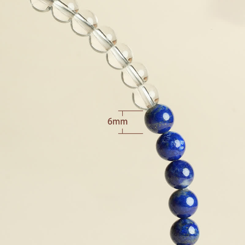 Buddha Stones Bracelet d'équilibre en perles de quartz clair et lapis-lazuli - image 12