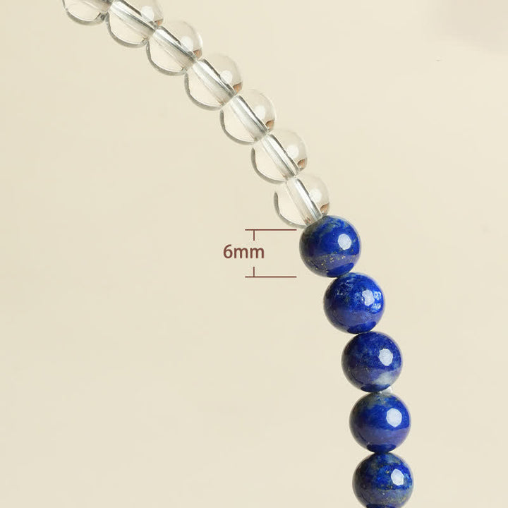 Buddha Stones Bracelet d'équilibre en perles de quartz clair et lapis-lazuli - image 12
