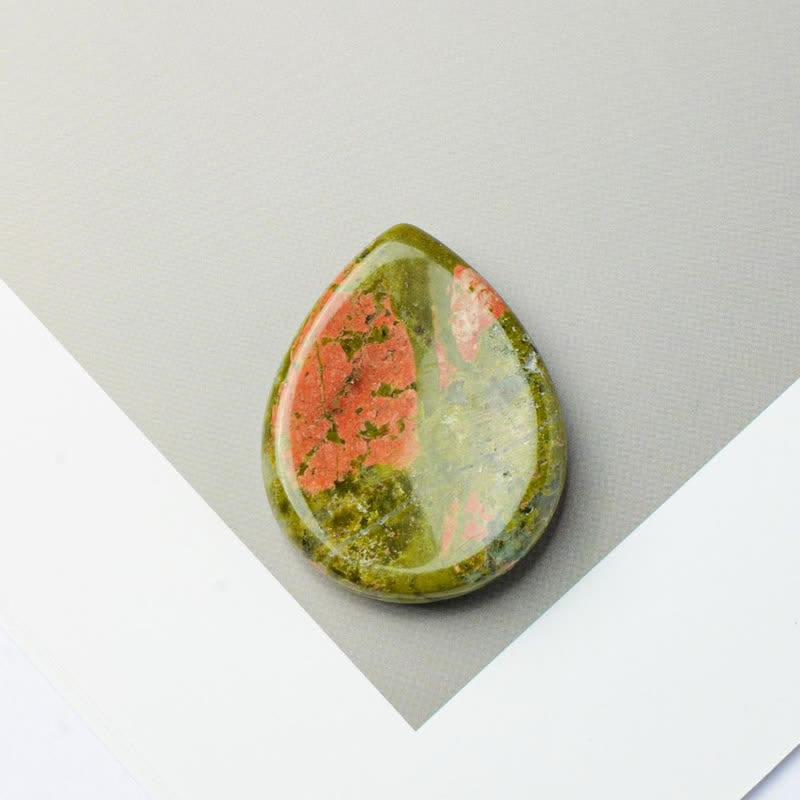 Buddha Stones Pierre anti-stress en forme de larme, cristal décoratif de protection, 34 x 26 x 7,8 cm - Unakite naturelle (la couleur peut varier) - 34*26*7,8 mm - image 13