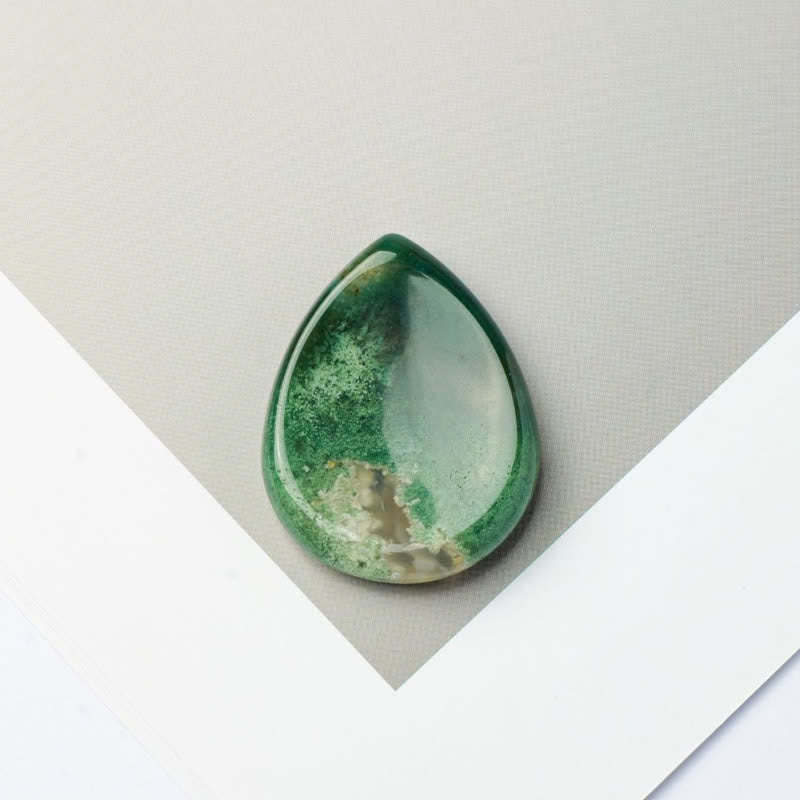 Buddha Stones Pierre anti-stress en forme de larme, cristal décoratif de protection, 34 x 26 x 7,8 cm - Agate mousse naturelle (la couleur peut varier) - 34*26*7,8 mm - image 29