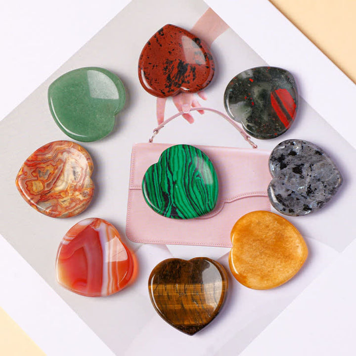 Buddha Stones Pierre à sentiments en forme de cœur, opale, quartz rose, cristal de motivation, décoration 4 x 4 x 0,7 cm - image 24