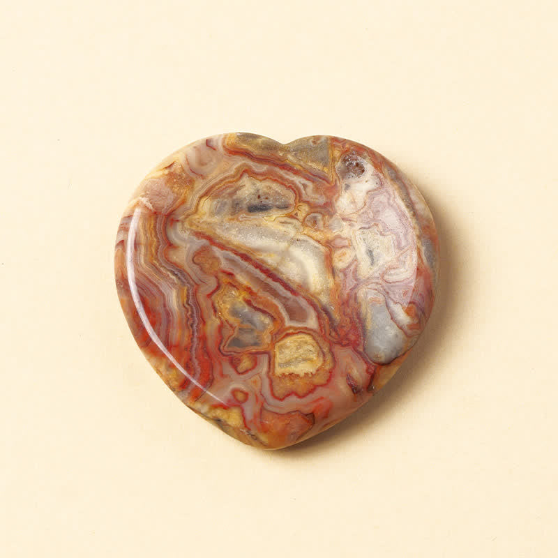 Buddha Stones Pierre à sentiments en forme de cœur, opale, quartz rose, cristal de motivation, décoration 4 x 4 x 0,7 cm - Agate dentelle naturelle (la couleur peut varier) - 4*4*0,7 cm - image 23