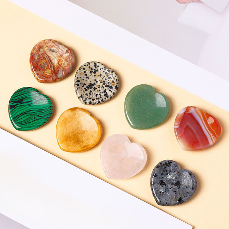 Buddha Stones Pierre à sentiments en forme de cœur, opale, quartz rose, cristal de motivation, décoration 4 x 4 x 0,7 cm - image 0