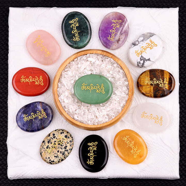 Buddha Stones Décoration en cristal Om Mani Padme Hum, pierre de palmier œil de tigre améthyste 35*45mm - image 38