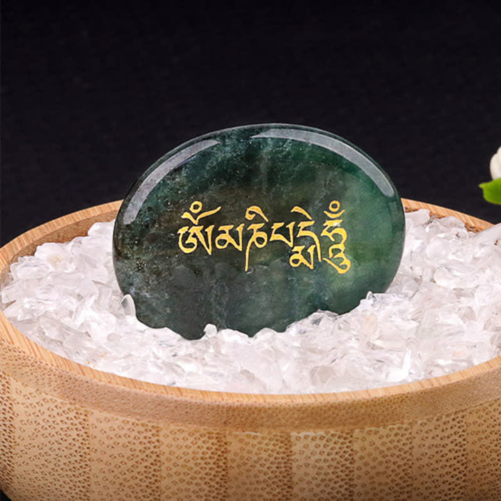 Buddha Stones Décoration en cristal Om Mani Padme Hum, pierre de palmier œil de tigre améthyste 35*45mm - Agate indienne naturelle (couleur variable) 35*45 mm - image 18