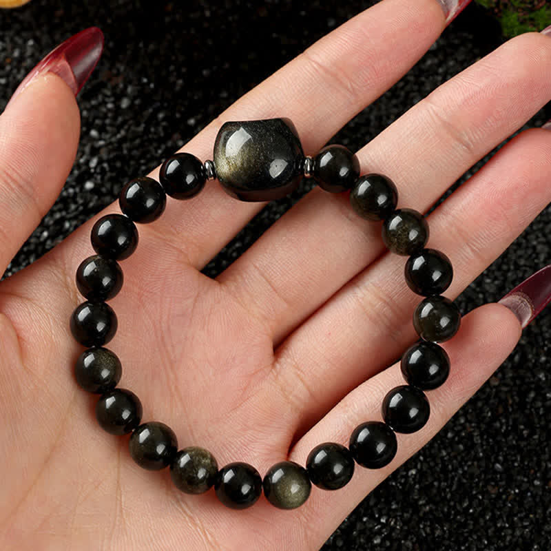Buddha Stones Bracelet en perles de quartz clair et agate dentelle bleue avec motif chat mignon - image 25