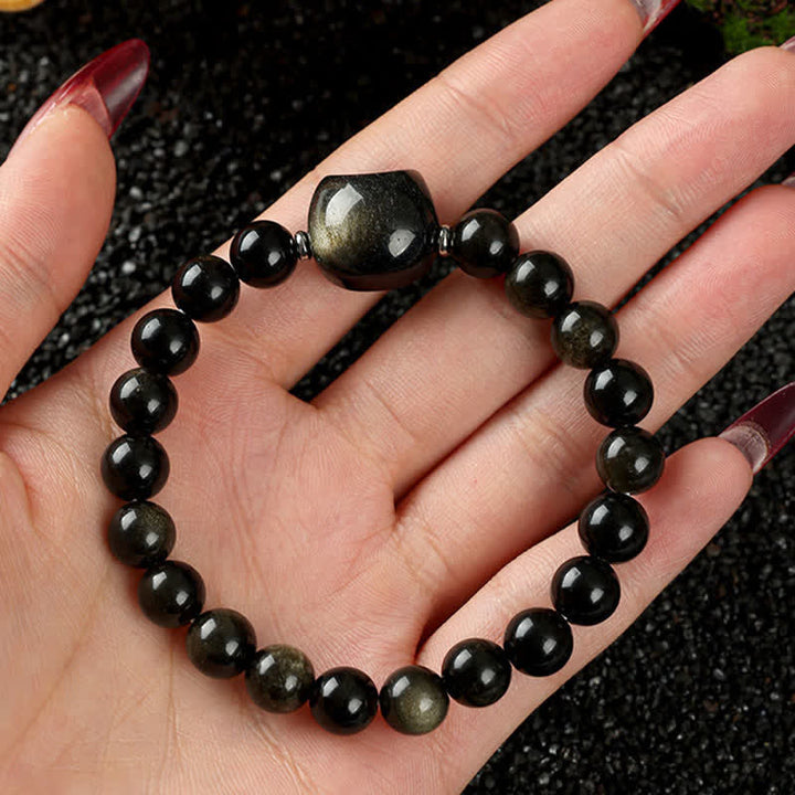 Buddha Stones Bracelet en perles de quartz clair et agate dentelle bleue avec motif chat mignon - image 25