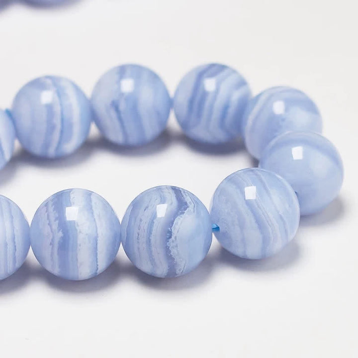 Buddha Stones Bracelet rond en perles d'agate dentelle bleue naturelle - image 3