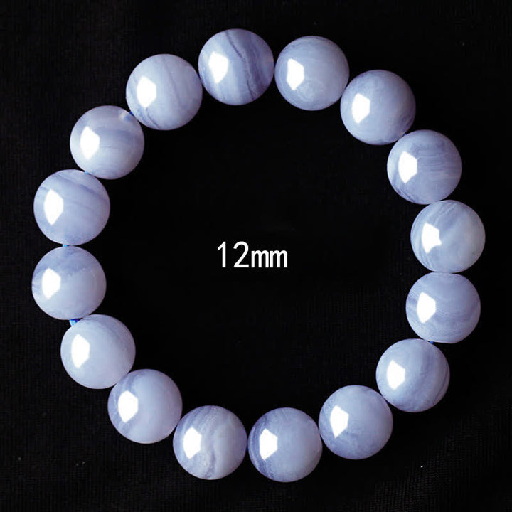 Buddha Stones Bracelet rond en perles d'agate dentelle bleue naturelle - Agate dentelle bleue (tour de poignet 17-18 cm) - image 8