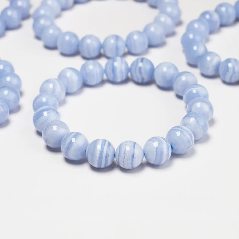 Buddha Stones Bracelet rond en perles d'agate dentelle bleue naturelle - image 2