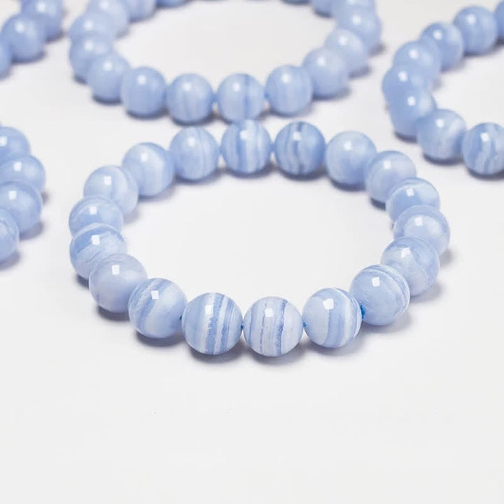Buddha Stones Bracelet rond en perles d'agate dentelle bleue naturelle - image 2