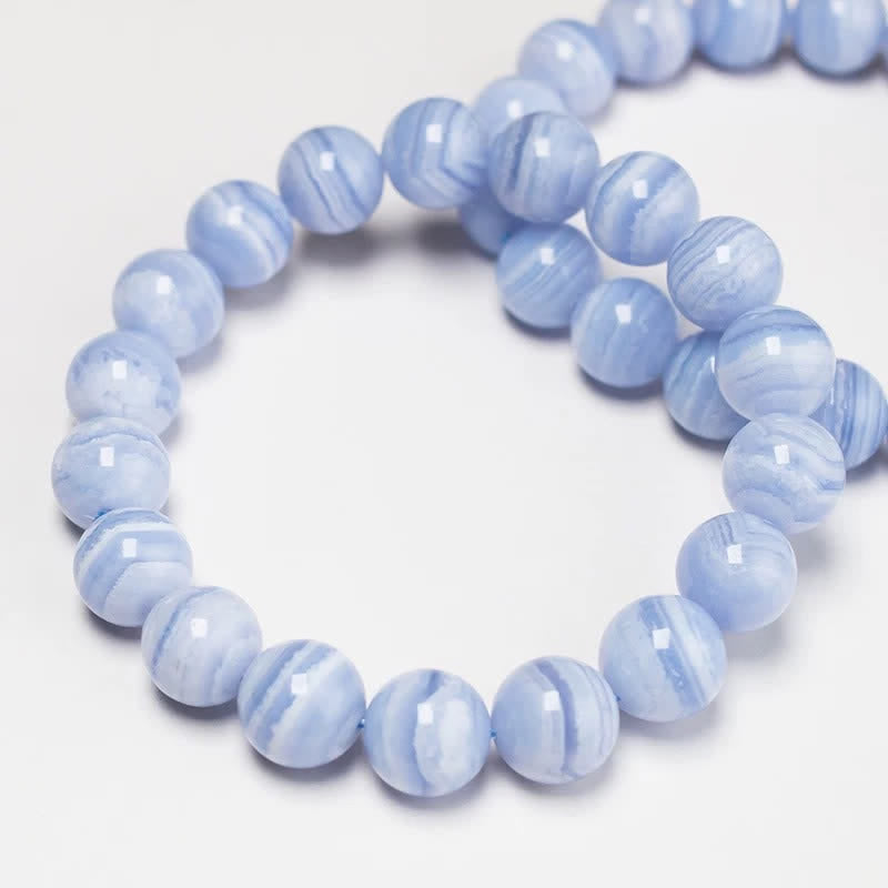 Buddha Stones Bracelet rond en perles d'agate dentelle bleue naturelle - image 1