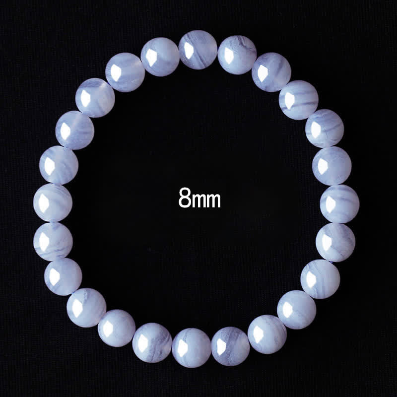 Buddha Stones Bracelet rond en perles d'agate dentelle bleue naturelle - Agate dentelle bleue (tour de poignet 15–16 cm) - image 0