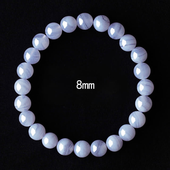 Buddha Stones Bracelet rond en perles d'agate dentelle bleue naturelle - Agate dentelle bleue (tour de poignet 15–16 cm) - image 0