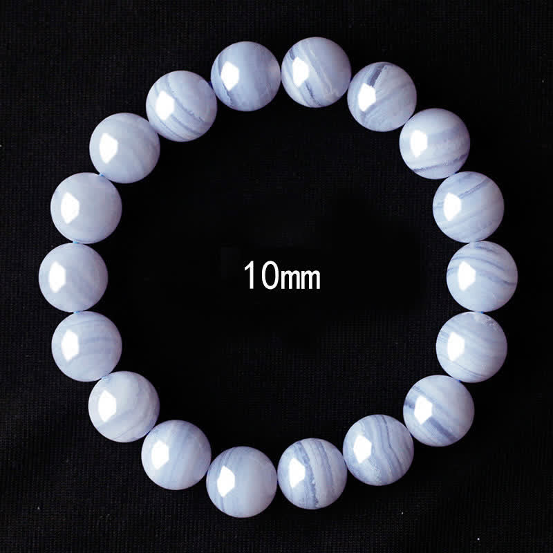 Buddha Stones Bracelet rond en perles d'agate dentelle bleue naturelle - Agate dentelle bleue (tour de poignet 16-17 cm) - image 7