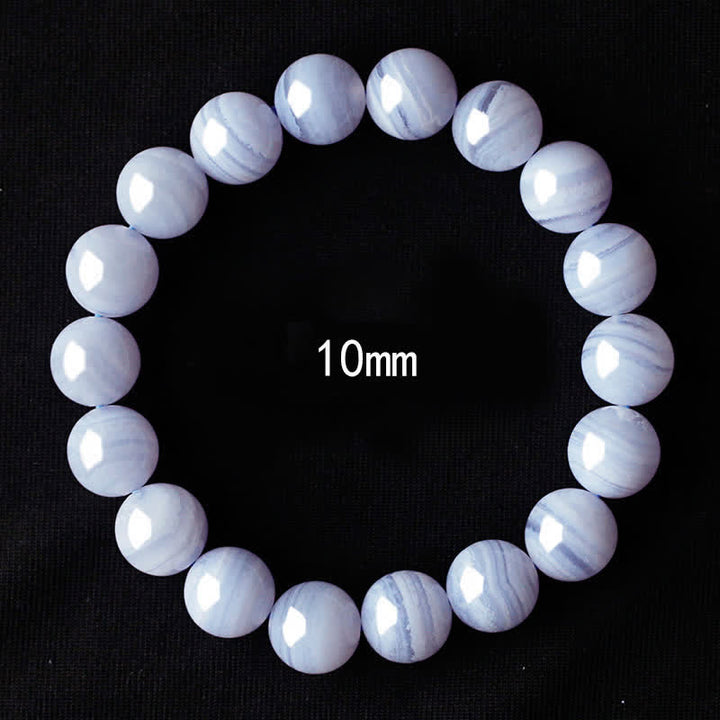 Buddha Stones Bracelet rond en perles d'agate dentelle bleue naturelle - Agate dentelle bleue (tour de poignet 16-17 cm) - image 7