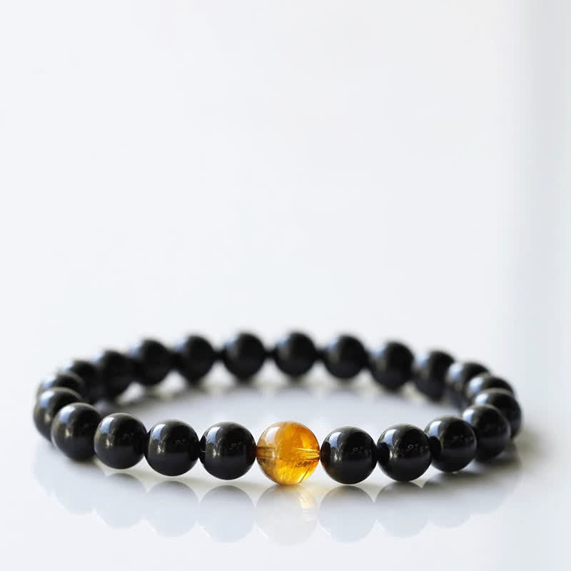 Buddha Stones Bracelet de résilience en tourmaline noire et cristal, motif animal du zodiaque - Ox (Tour de poignet 15–16 cm) - image 6