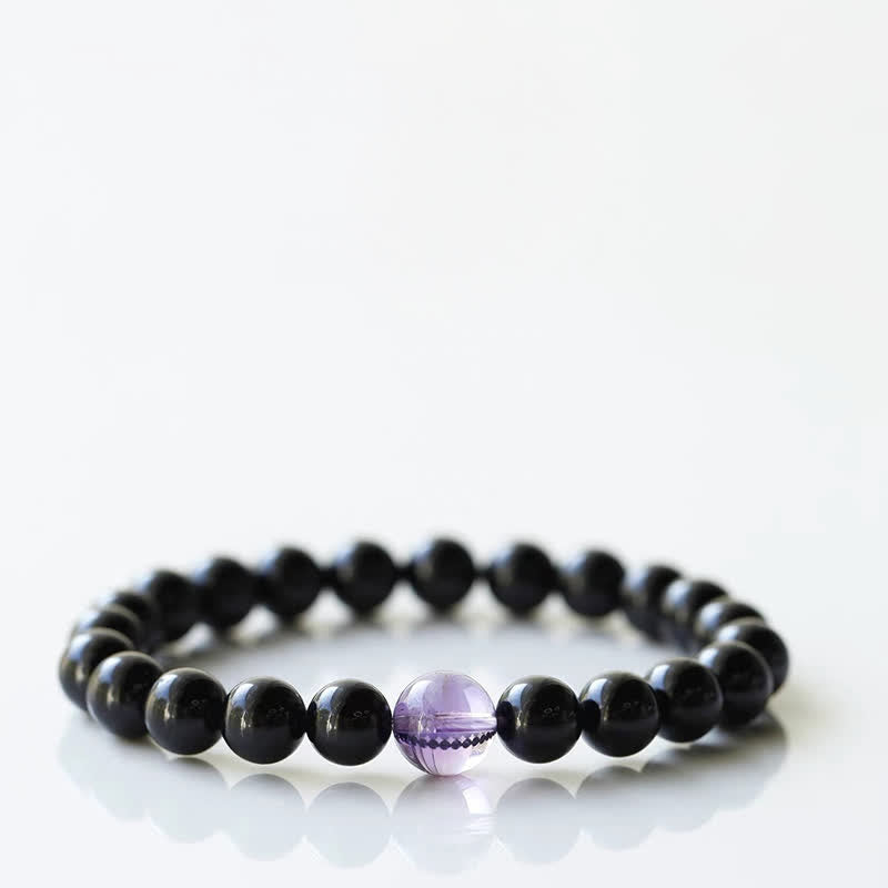 Buddha Stones Bracelet de résilience en tourmaline noire et cristal, motif animal du zodiaque - Serpent (Tour de poignet 15–16 cm) - image 10