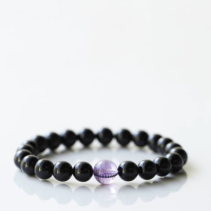 Buddha Stones Bracelet de résilience en tourmaline noire et cristal, motif animal du zodiaque - Serpent (Tour de poignet 15–16 cm) - image 10