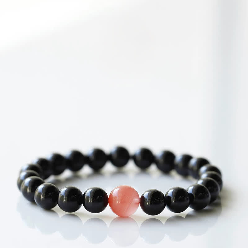 Buddha Stones Bracelet de résilience en tourmaline noire et cristal, motif animal du zodiaque - Dragon (Tour de poignet 15–16 cm) - image 9