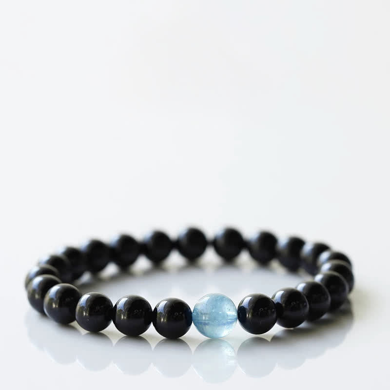 Buddha Stones Bracelet de résilience en tourmaline noire et cristal, motif animal du zodiaque - Chèvre (Tour de poignet 15–16 cm) - image 11