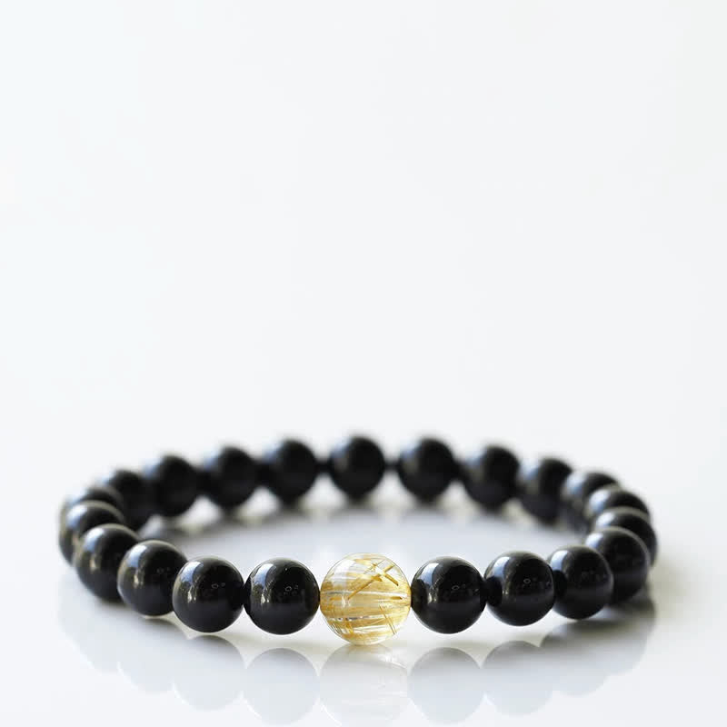 Buddha Stones Bracelet de résilience en tourmaline noire et cristal, motif animal du zodiaque - Tigre (Tour de poignet 15–16 cm) - image 7