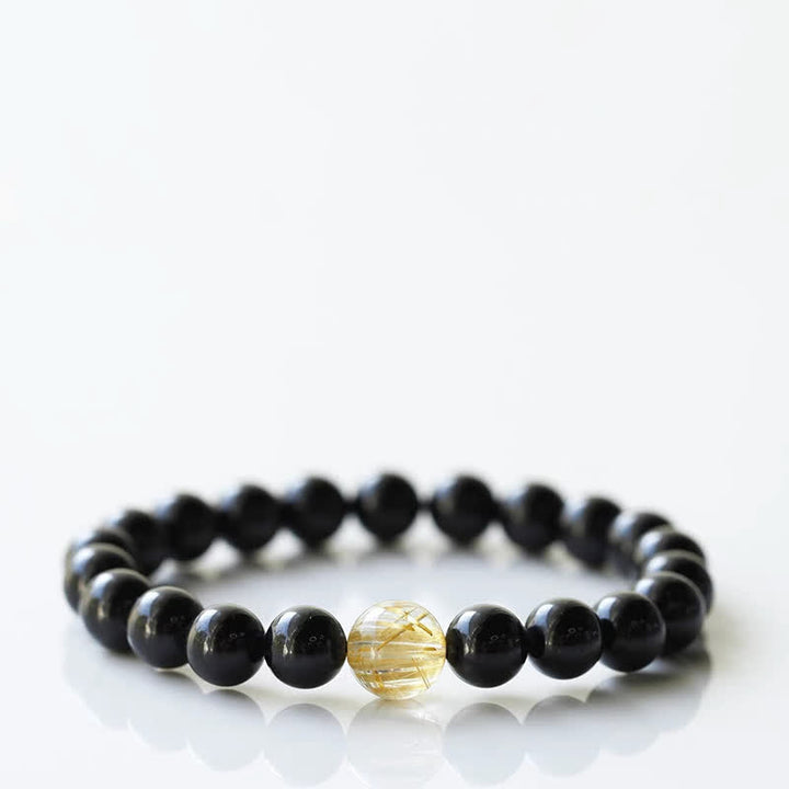 Buddha Stones Bracelet de résilience en tourmaline noire et cristal, motif animal du zodiaque - Tigre (Tour de poignet 15–16 cm) - image 7