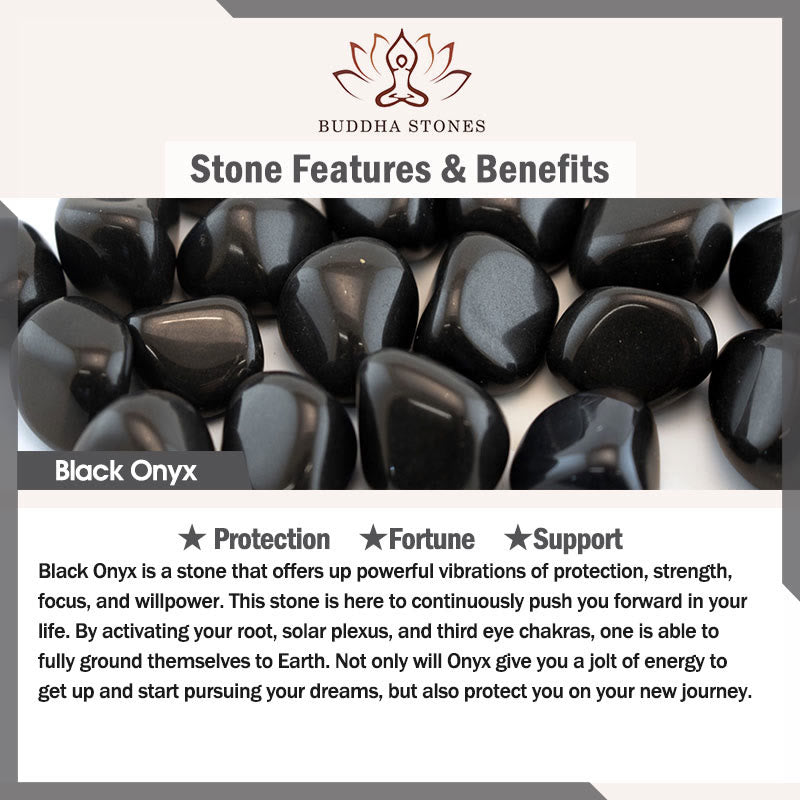 Buddha Stones Bracelet harmonieux en perles Yin Yang d'onyx noir - image 6