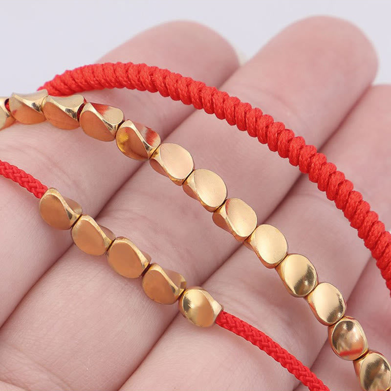 Buddha Stones Bracelet porte-bonheur composé de 3 perles en cuivre doré et d'un fil rouge - image 10