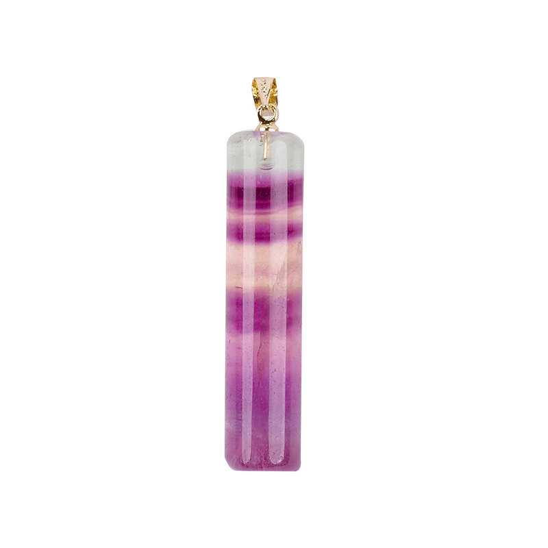 Buddha Stones Pendentif cylindrique de protection en fluorite naturelle colorée - image 11