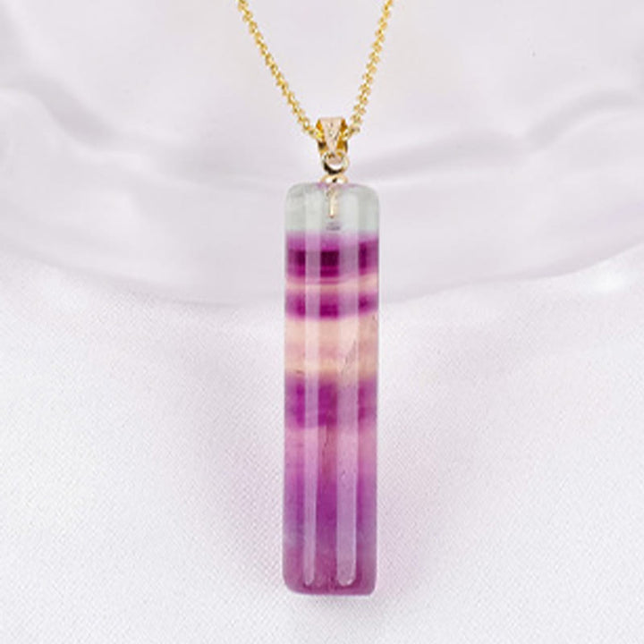 Buddha Stones Pendentif cylindrique de protection en fluorite naturelle colorée - image 2