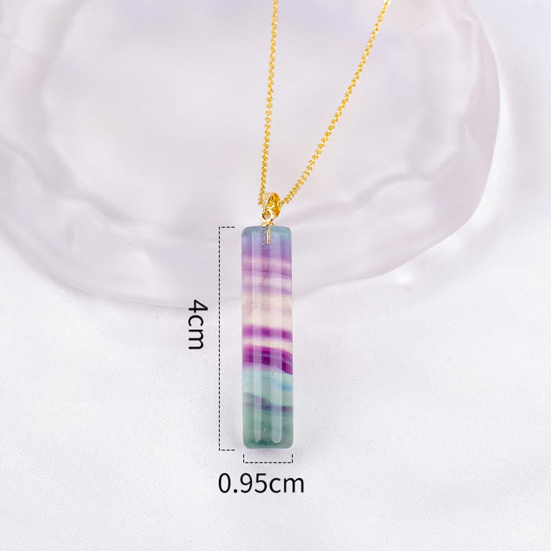 Buddha Stones Pendentif cylindrique de protection en fluorite naturelle colorée - image 8
