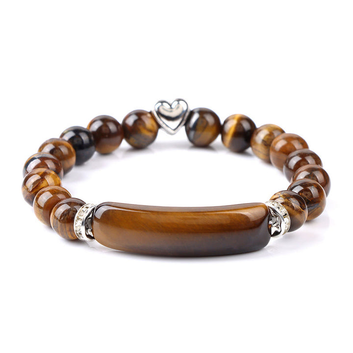 Buddha Stones Bracelet de guérison en améthyste, œil de tigre, lapis-lazuli, aventurine verte, rhodonite et jaspe dalmatien - Œil de tigre (Tour de poignet 15-16 cm) - image 5