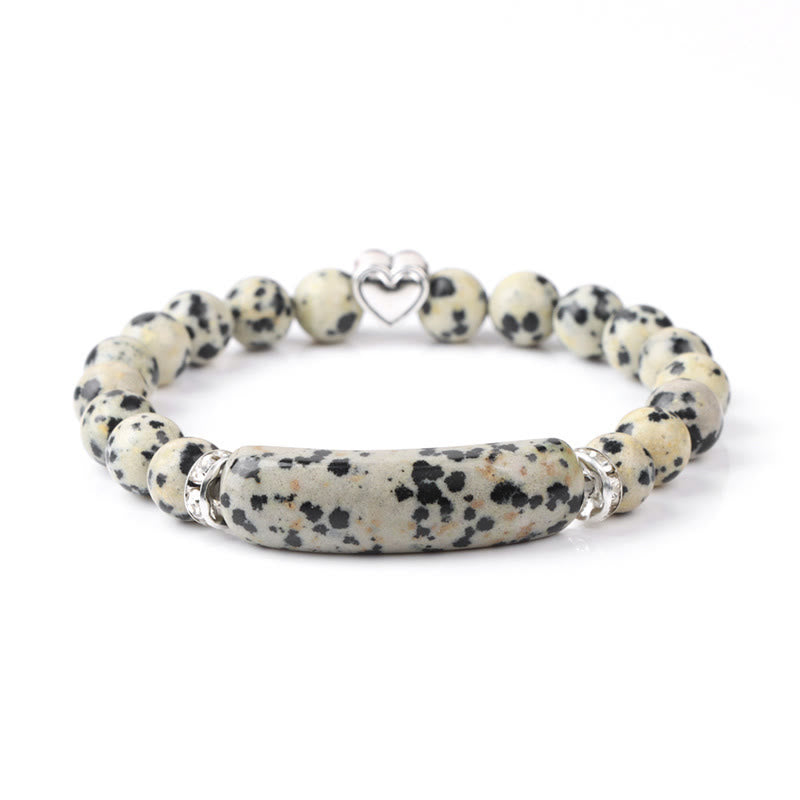 Buddha Stones Bracelet de guérison en améthyste, œil de tigre, lapis-lazuli, aventurine verte, rhodonite et jaspe dalmatien - Jaspe dalmatien (Tour de poignet 15-16 cm) - image 16