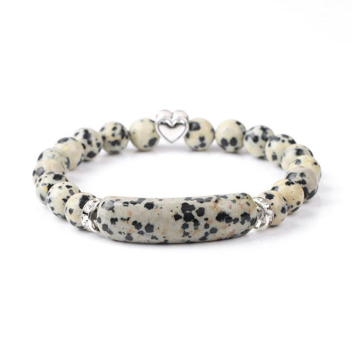 Buddha Stones Bracelet de guérison en améthyste, œil de tigre, lapis-lazuli, aventurine verte, rhodonite et jaspe dalmatien - Jaspe dalmatien (Tour de poignet 15-16 cm) - image 16