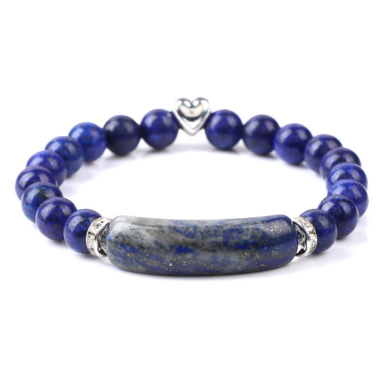 Buddha Stones Bracelet de guérison en améthyste, œil de tigre, lapis-lazuli, aventurine verte, rhodonite et jaspe dalmatien - Lapis-lazuli (Tour de poignet 15-16 cm) - image 8