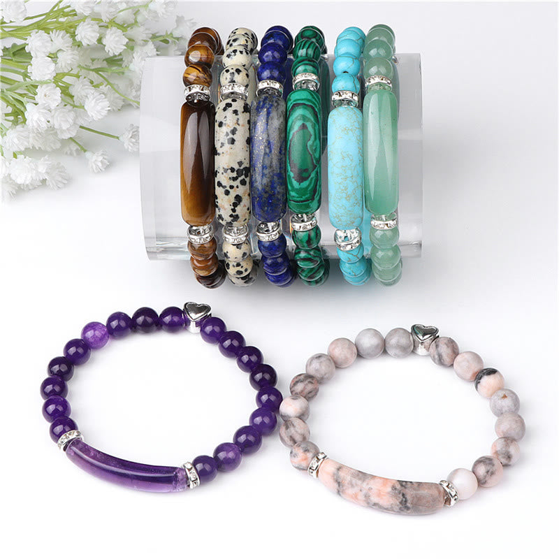 Buddha Stones Bracelet de guérison en améthyste, œil de tigre, lapis-lazuli, aventurine verte, rhodonite et jaspe dalmatien - image 20