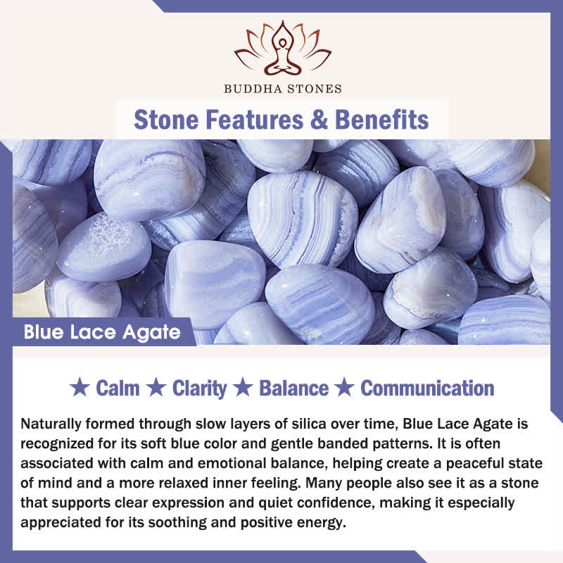 Buddha Stones Bracelet en perles de quartz clair et agate dentelle bleue avec motif chat mignon - image 1