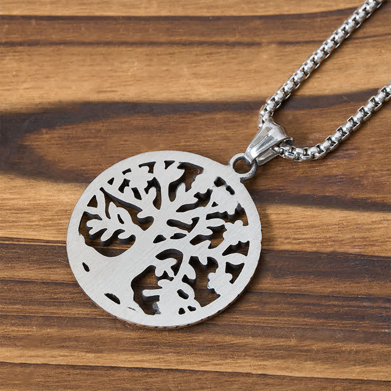 Buddha Stones Pendentif Arbre de Vie en acier titane, Collier Création - image 4
