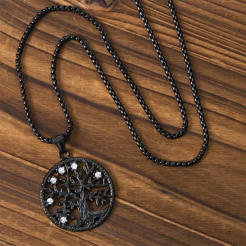 Buddha Stones Pendentif Arbre de Vie en acier titane, Collier Création - image 17