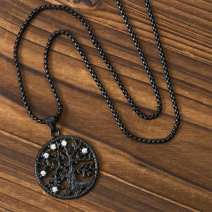 Buddha Stones Pendentif Arbre de Vie en acier titane, Collier Création - image 17