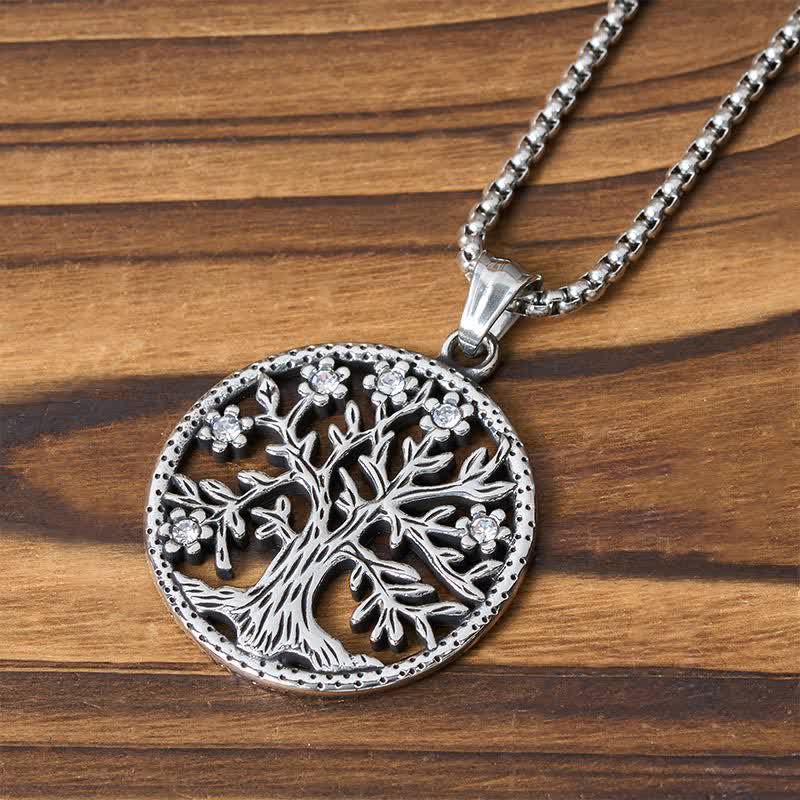 Buddha Stones Pendentif Arbre de Vie en acier titane, Collier Création - image 2